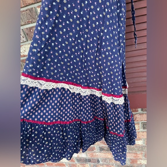 VTG 🦋Gunne Sax🦋 70’s Navy & Red Calico floral Cottage Core Prairie Dress✨ - Picture 15 of 16